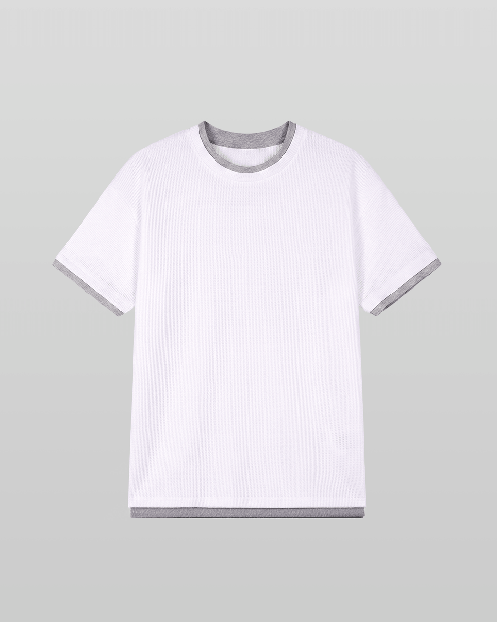Layered Waffle Short Sleeve T-Shirt White