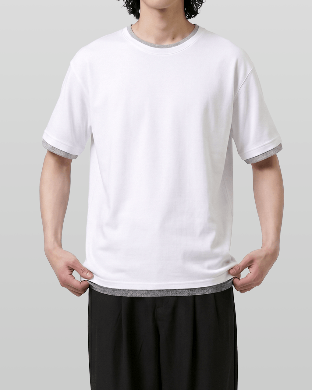 Layered Waffle Short Sleeve T-Shirt White