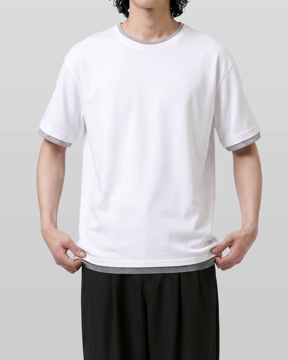 Layered Waffle Short Sleeve T-Shirt White