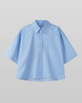 Light Blue Striped Cropped Shirt