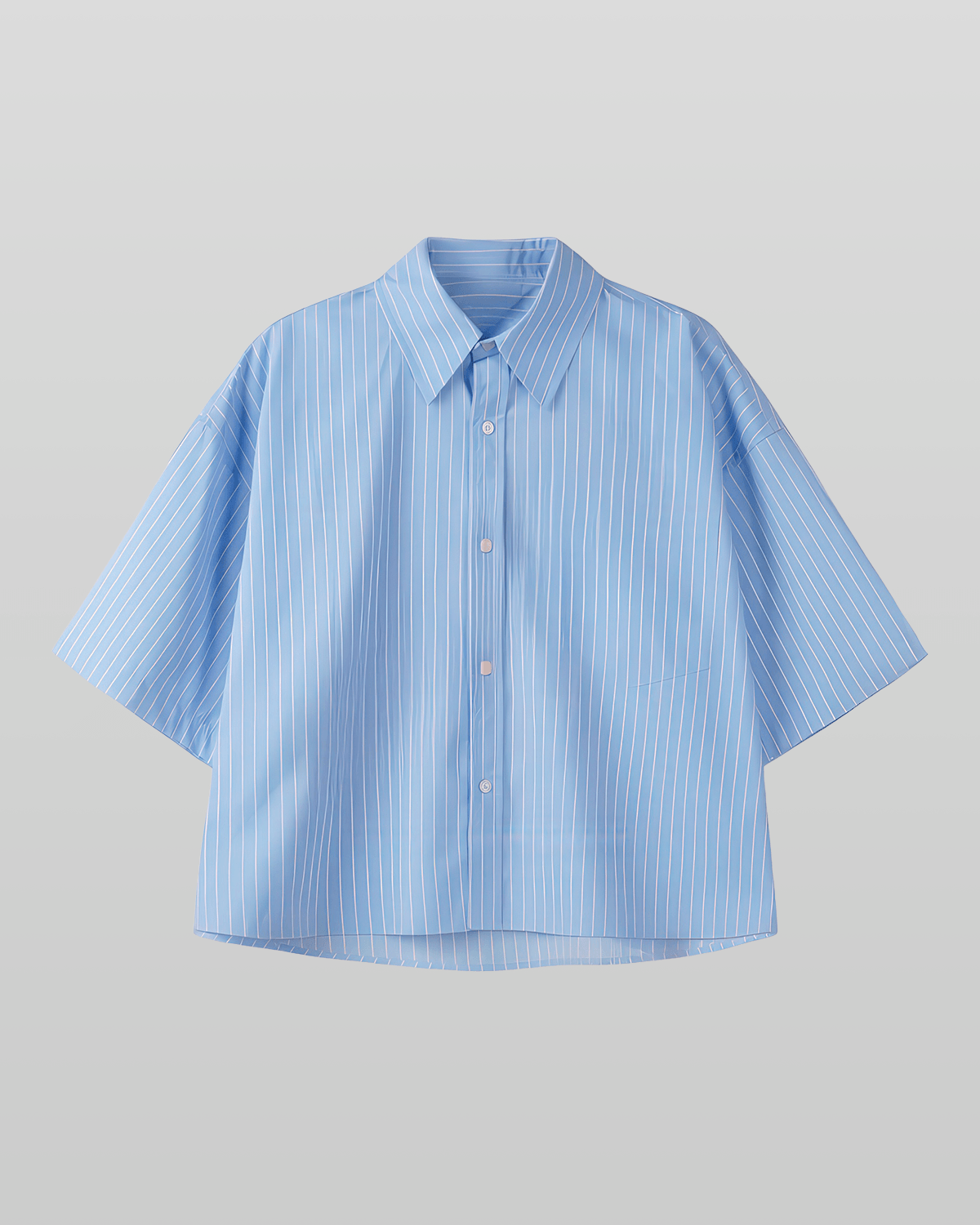 Light Blue Striped Cropped Shirt