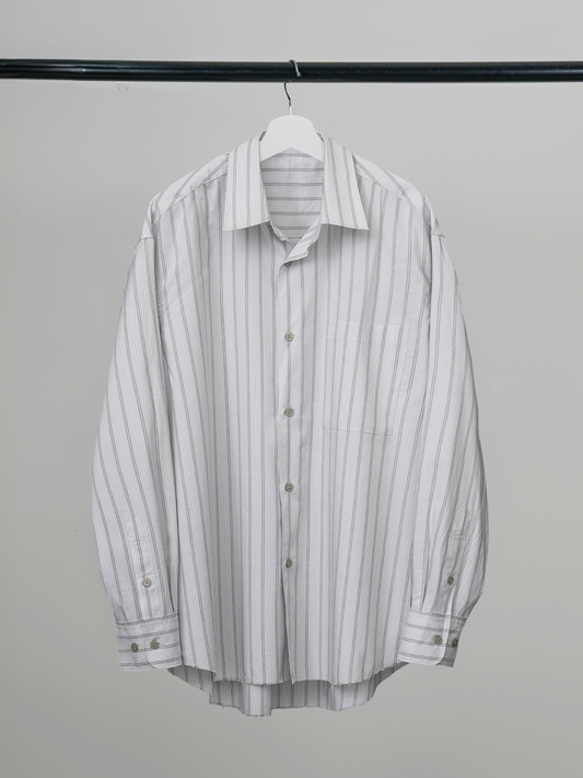 Cut-Off Hem Stripe Shirt