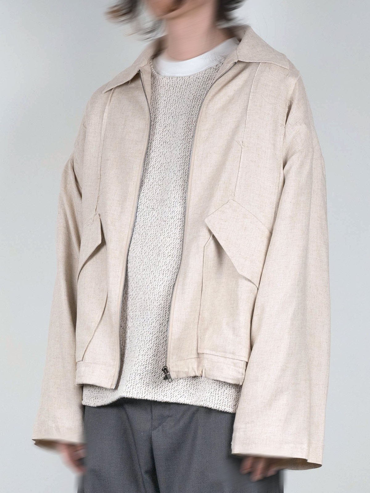 Oversized Linen Bomber Jacket