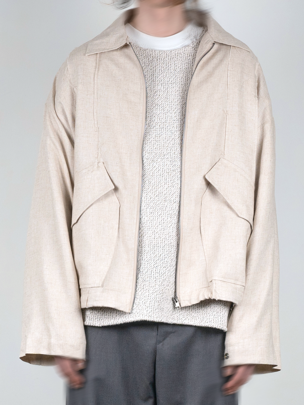 Oversized Linen Bomber Jacket