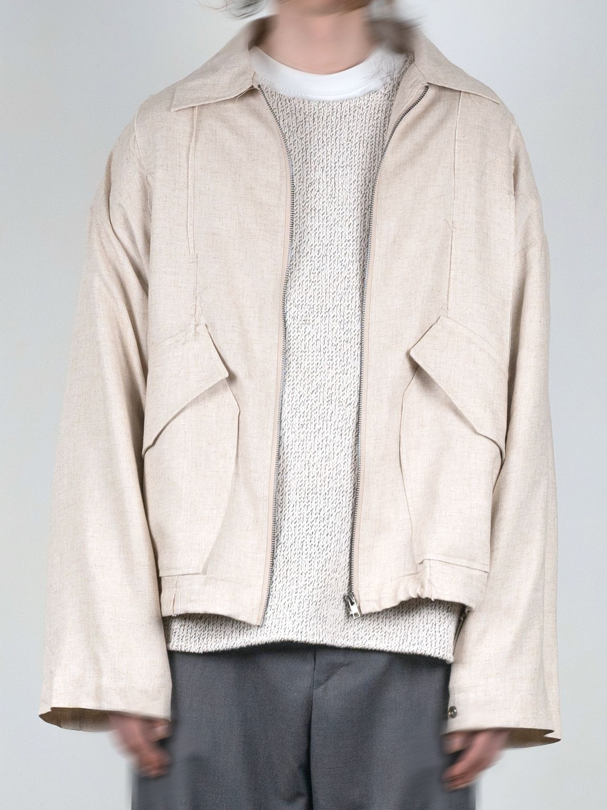 Oversized Linen Bomber Jacket