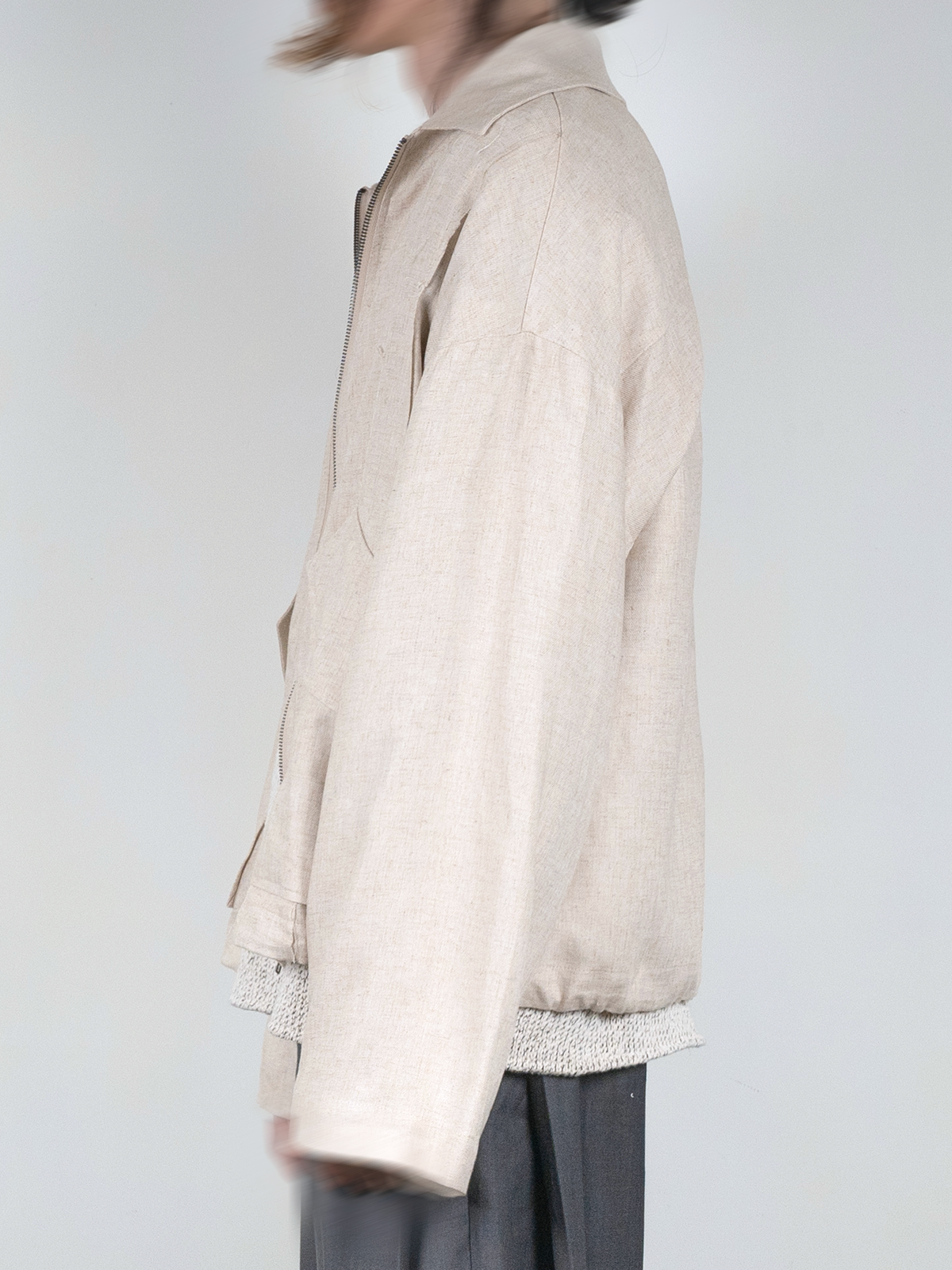 Oversized Linen Bomber Jacket