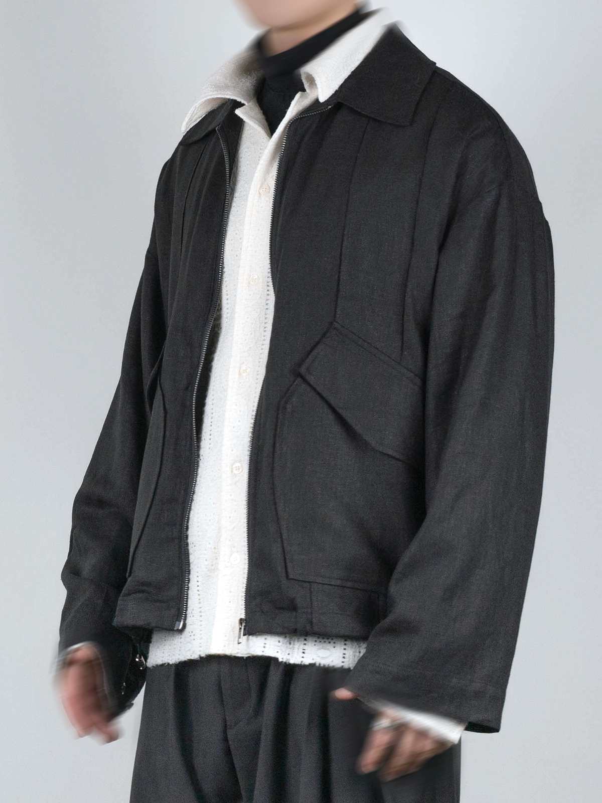 Oversized Linen Bomber Jacket