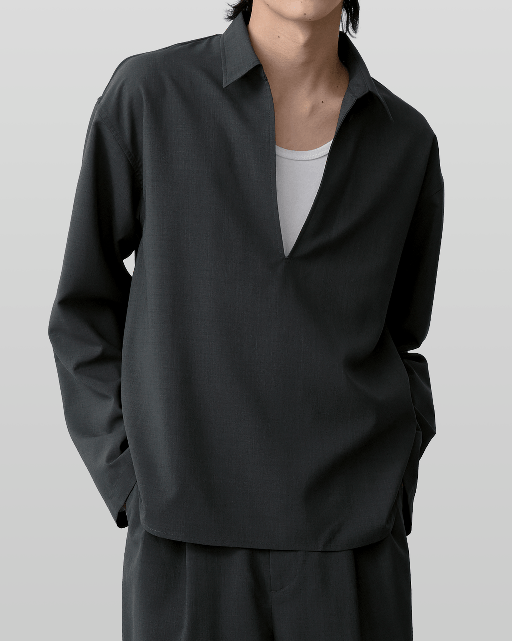 Linen-Like Skipper Shirt