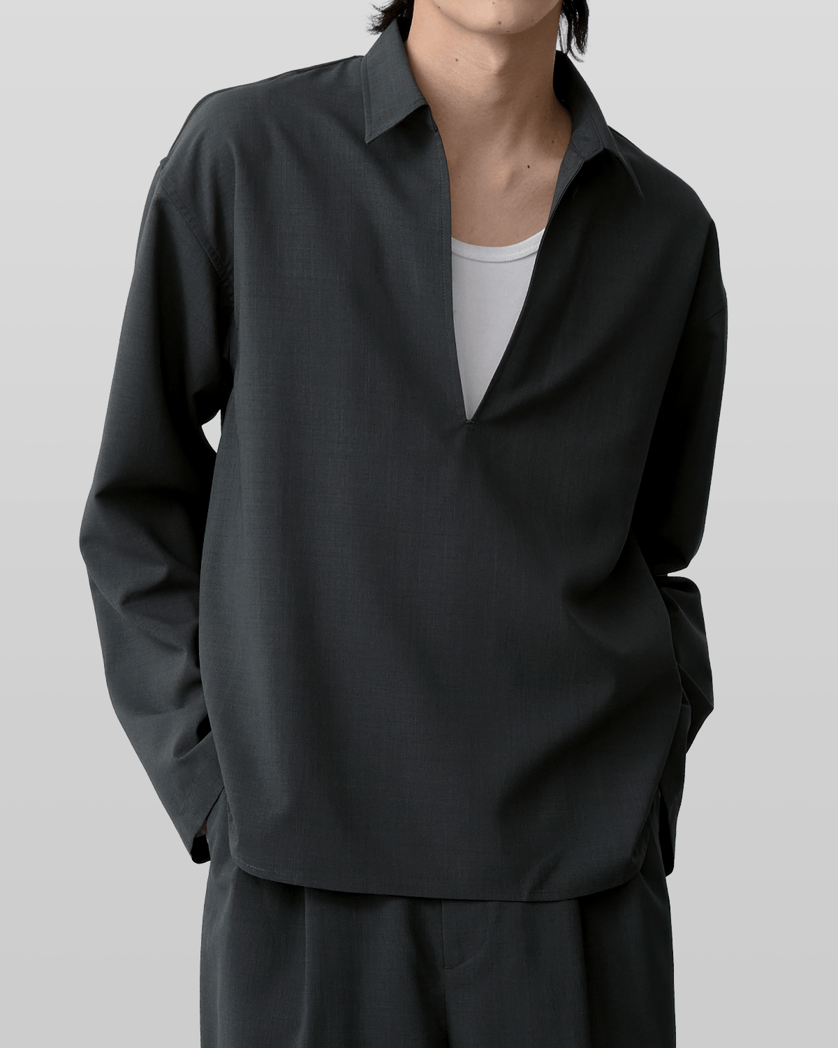 Linen-Like Skipper Shirt