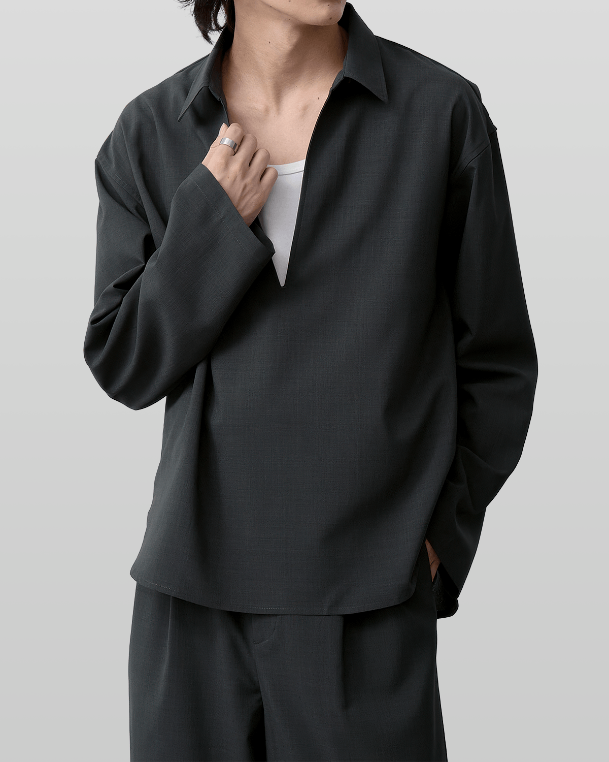 Linen-Like Skipper Shirt