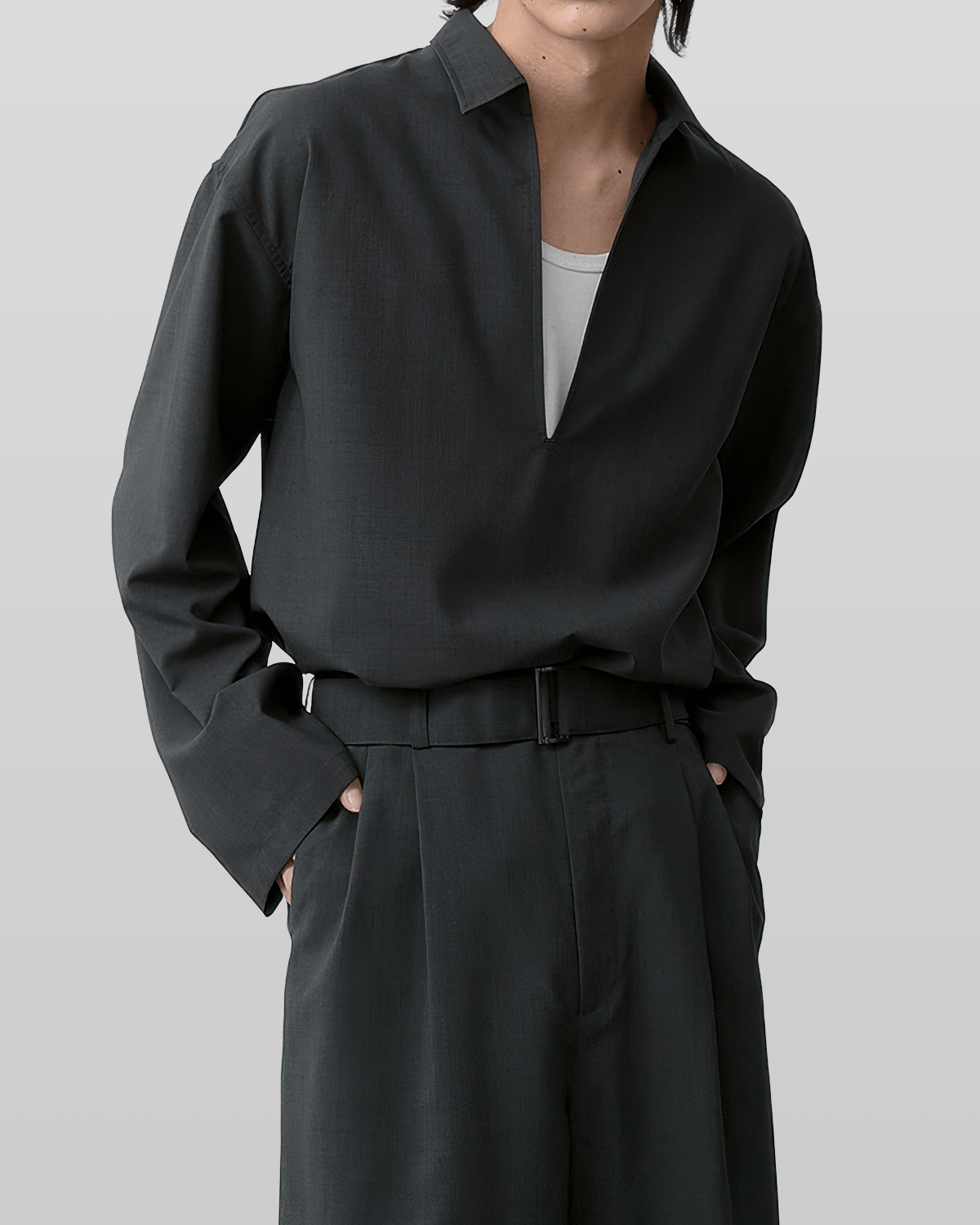 Linen-Like Skipper Shirt
