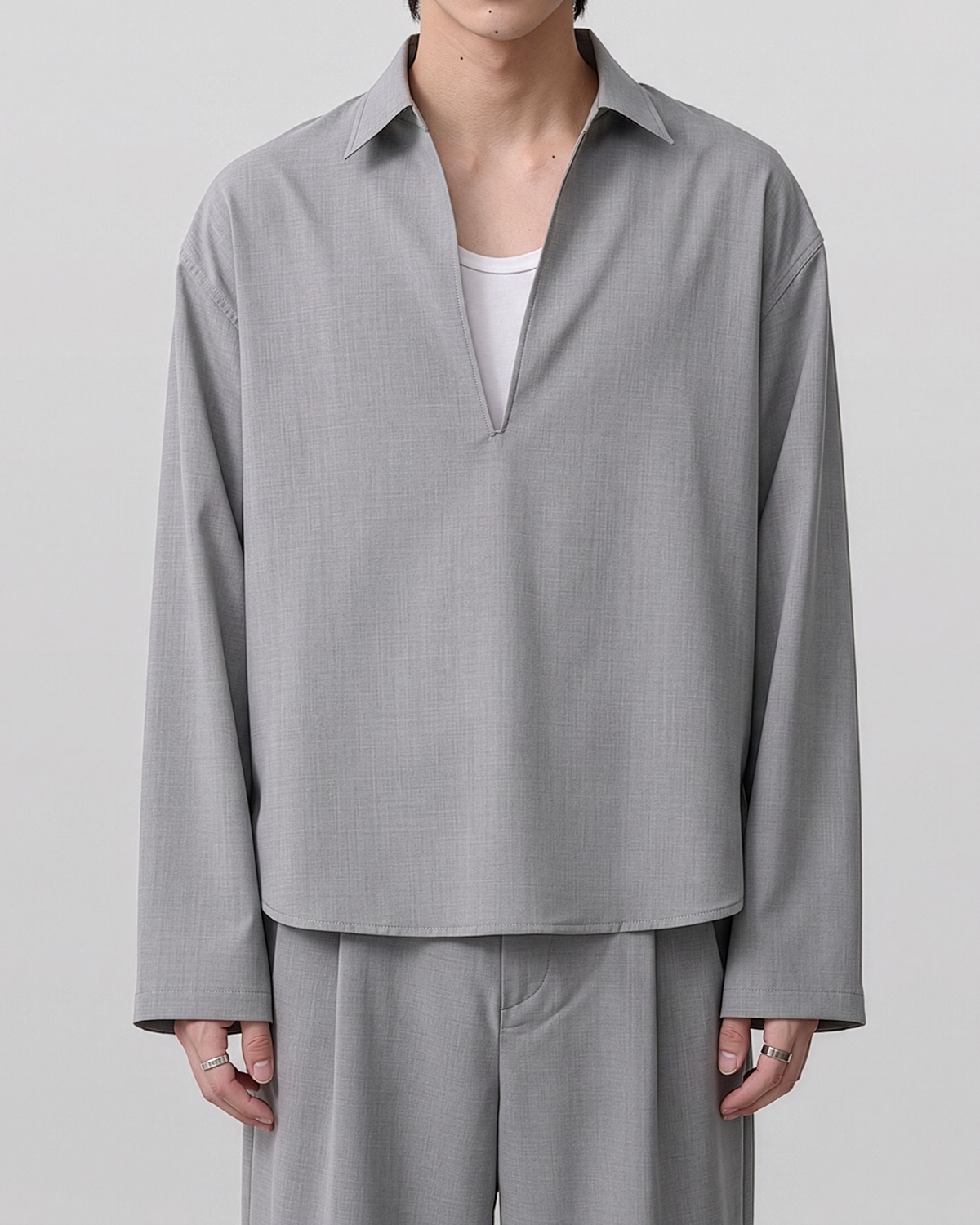 Linen-Like Skipper Shirt