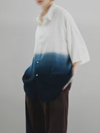 Loose-Fit Gradation Shirt white – Front view | relaxed tailoring / semi-wide fit | UNPROVEN