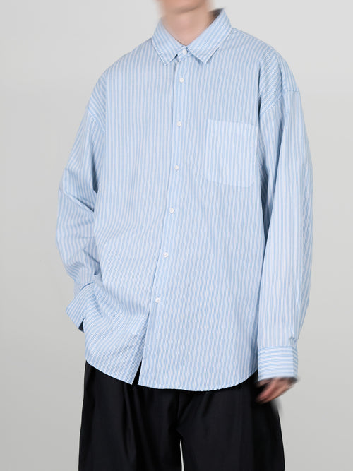 Striped Shirt Light-Blue – Front view | clean essentials / minimalist | UNPROVEN