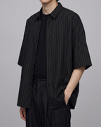 Loose-Fit Striped Shirt Black