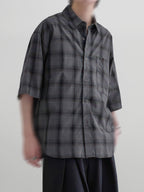 Loose-Fit Checked Shirt gray-1 – Detail | relaxed tailoring / semi-wide fit | UNPROVEN