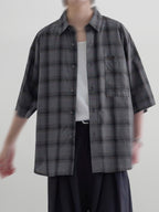 Loose-Fit Checked Shirt gray-1 – Front view | relaxed tailoring / semi-wide fit | UNPROVEN