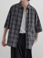 Loose-Fit Checked Shirt gray-1 – Detail | relaxed tailoring / semi-wide fit | UNPROVEN