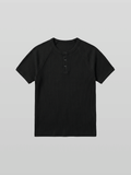 Muscle-Fit Henley Neck Ribbed T-Shirt