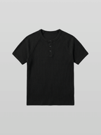 Muscle-Fit Henley Neck Ribbed T-Shirt