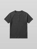 Muscle-Fit Henley Neck Ribbed T-Shirt