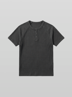 Muscle-Fit Henley Neck Ribbed T-Shirt