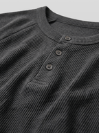 Muscle-Fit Henley Neck Ribbed T-Shirt