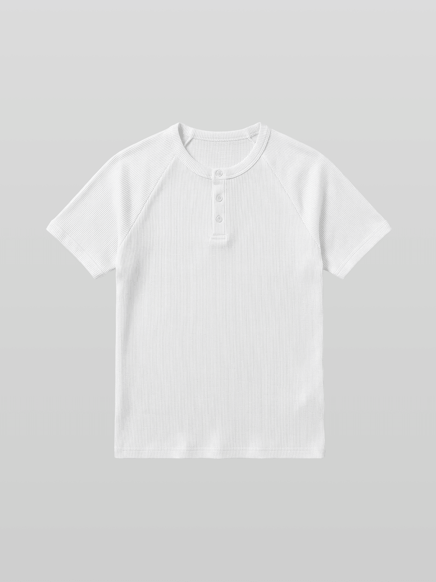 Muscle-Fit Henley Neck Ribbed T-Shirt