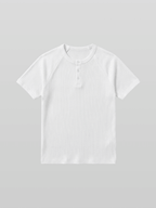Muscle-Fit Henley Neck Ribbed T-Shirt