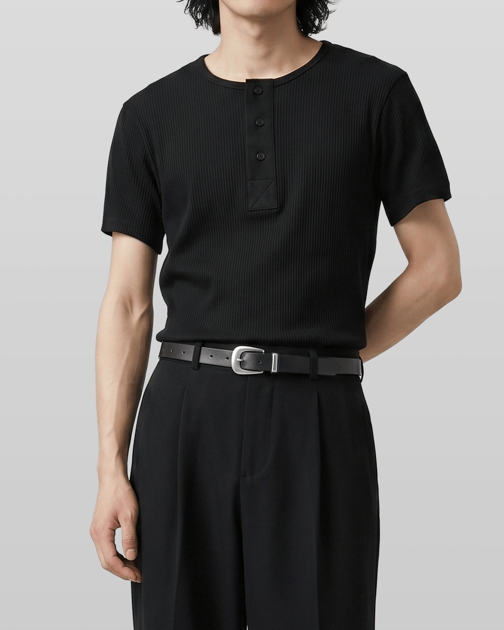 Muscle-Fit Henley Neck T-Shirt