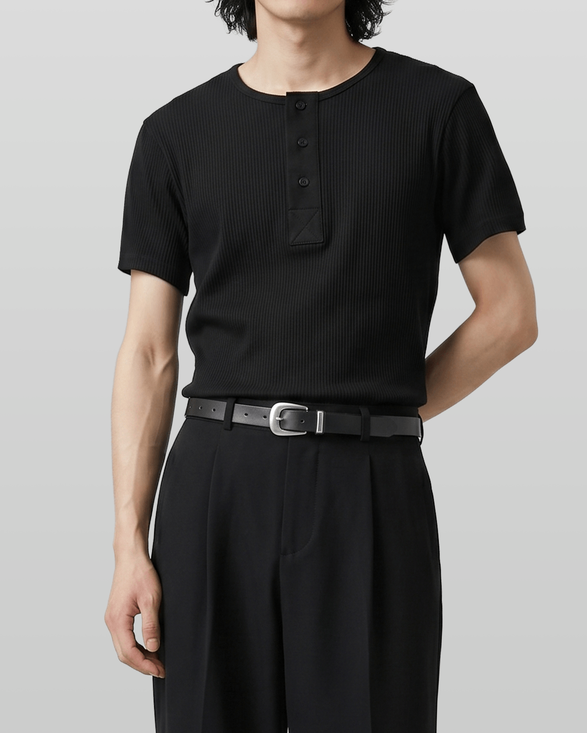 Muscle-Fit Henley Neck T-Shirt