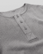 Muscle-Fit Henley Neck T-Shirt Gray