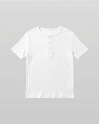 Muscle-Fit Henley Neck T-Shirt White