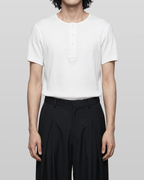 Muscle-Fit Henley Neck T-Shirt White