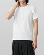 Muscle-Fit Henley Neck T-Shirt White