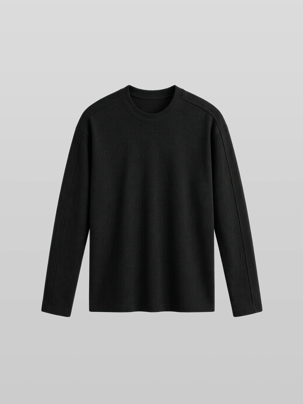 Muscle-Fit Ribbed Long Sleeve T-Shirt Gray