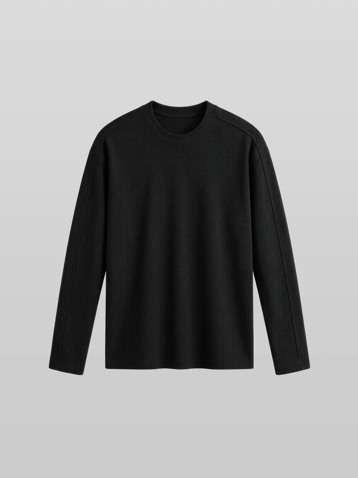Muscle-Fit Ribbed Long Sleeve T-Shirt Gray