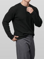Muscle-Fit Ribbed Long Sleeve T-Shirt Gray