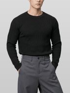 Muscle-Fit Ribbed Long Sleeve T-Shirt Gray