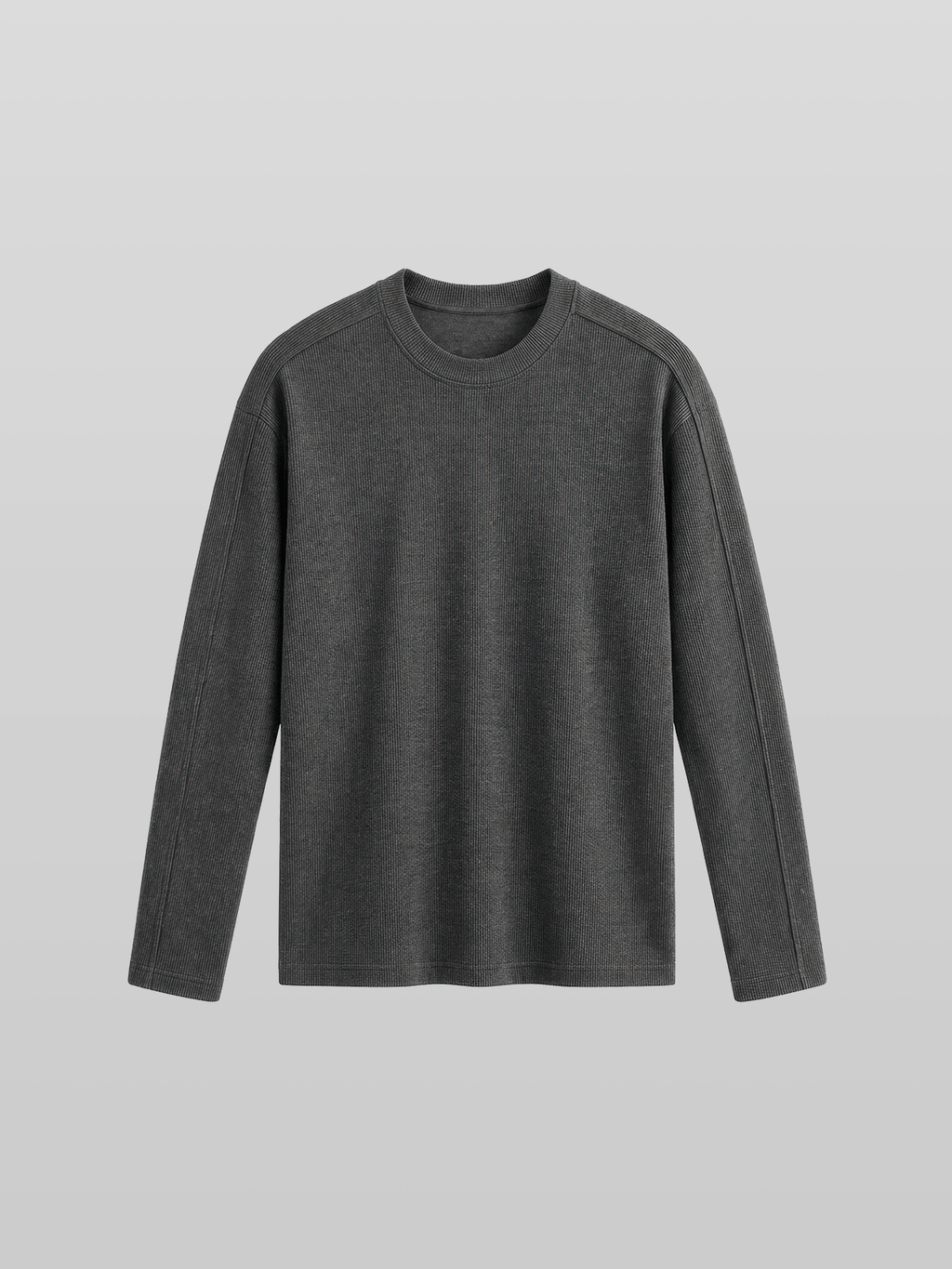 Muscle-Fit Ribbed Long Sleeve T-Shirt Gray