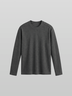 Muscle-Fit Ribbed Long Sleeve T-Shirt Gray