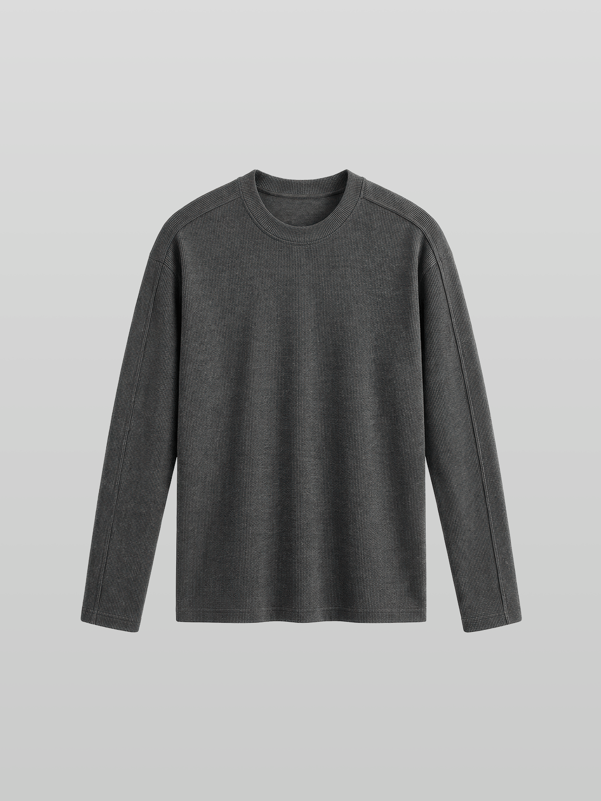 Muscle-Fit Ribbed Long Sleeve T-Shirt Gray
