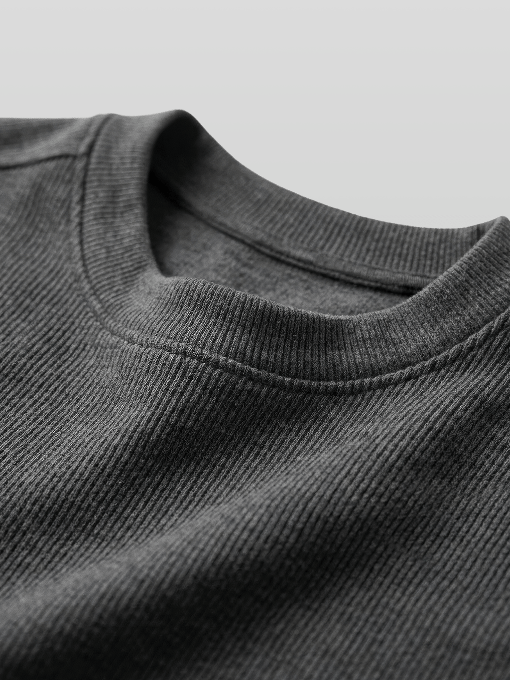Muscle-Fit Ribbed Long Sleeve T-Shirt Gray