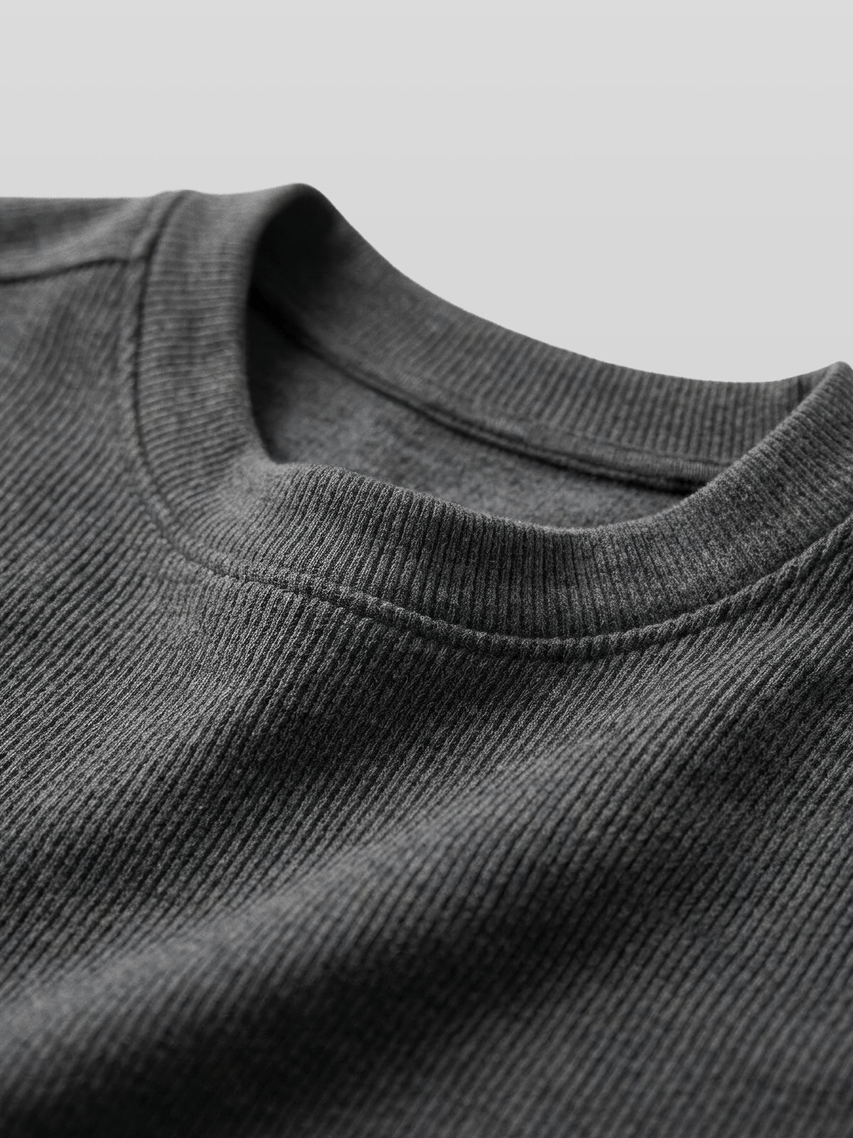 Muscle-Fit Ribbed Long Sleeve T-Shirt Gray