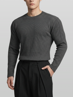 Muscle-Fit Ribbed Long Sleeve T-Shirt Gray
