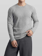 Muscle-Fit Ribbed Long Sleeve T-Shirt Gray