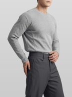 Muscle-Fit Ribbed Long Sleeve T-Shirt Gray