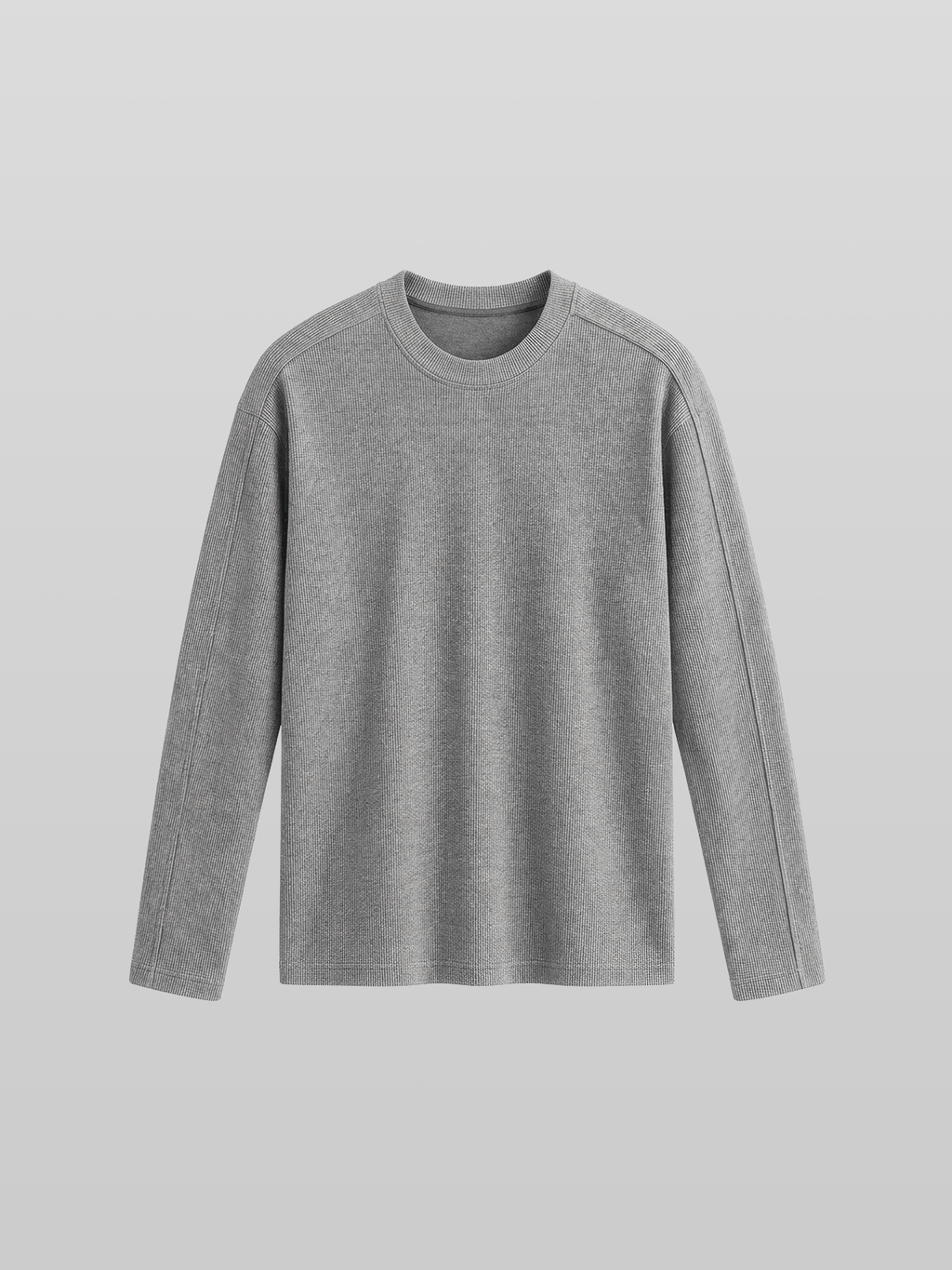 Muscle-Fit Ribbed Long Sleeve T-Shirt Gray