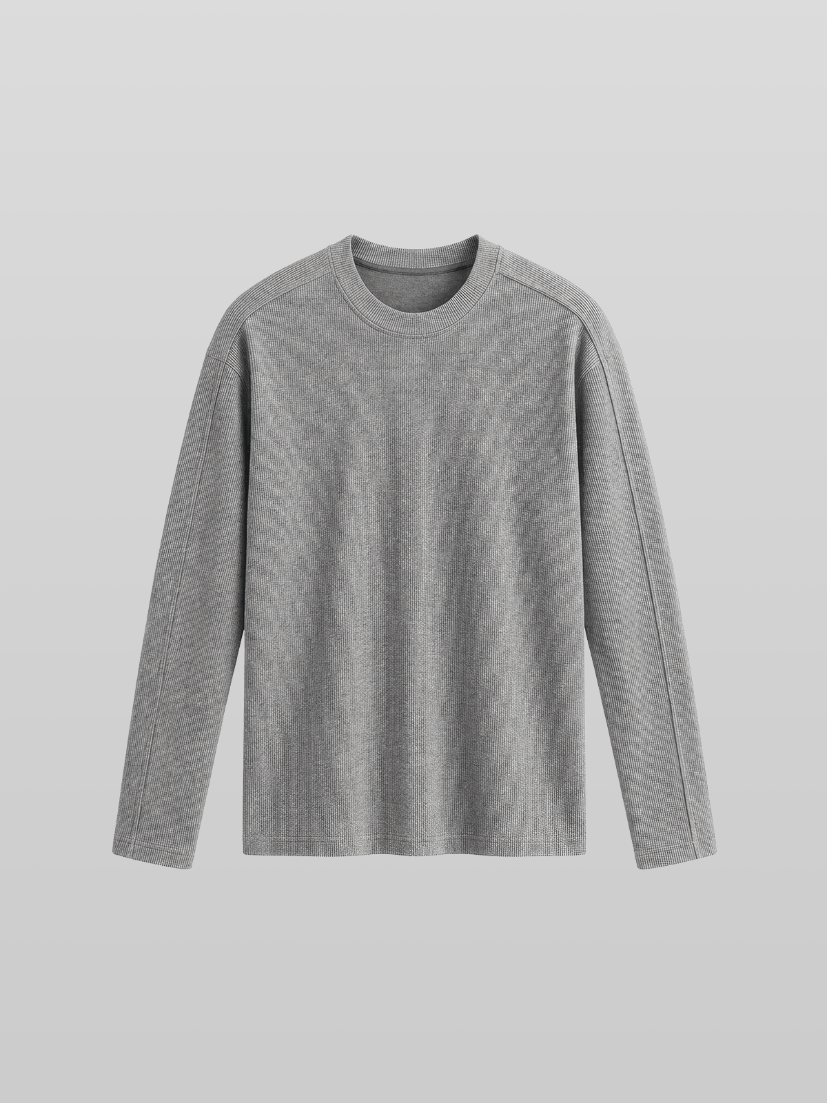 Muscle-Fit Ribbed Long Sleeve T-Shirt Gray
