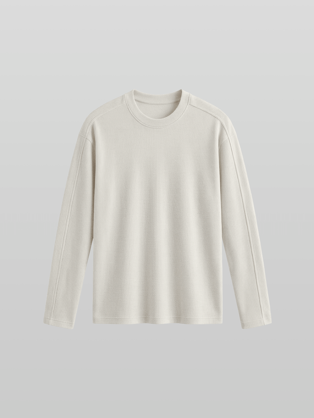 Muscle-Fit Ribbed Long Sleeve T-Shirt Gray